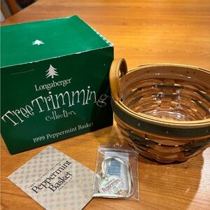 Longaberger 1999 Tree Trimming Peppermint Basket set